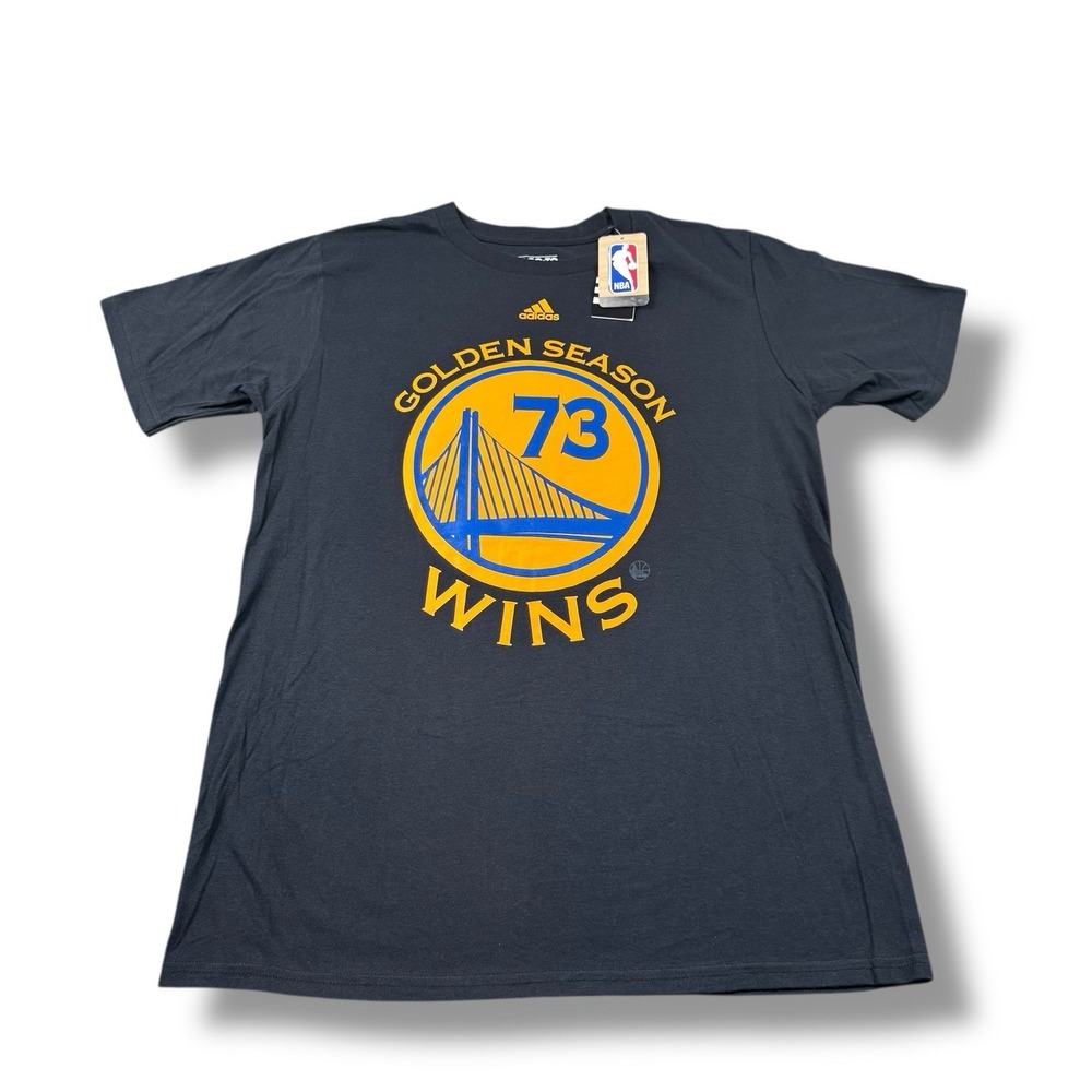 NWT Adidas NBA Golden State Warriors "Golden Season" 73 Wins Black T-Shirt Sz M